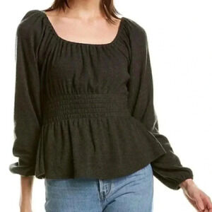 NEW Madewell Plush Square-Neck Smocked Top Preppy Bohemian Cottagecore Plush